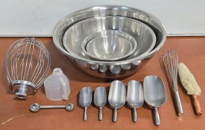 Assorted Commercial-Size Kitchen Utensils
