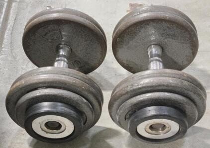 (2) Hampton 50LB Iron Dumbbell Weights