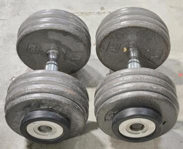 (2) Hampton 75LB Iron Dumbbell Weights