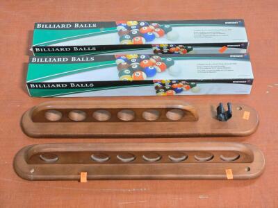Set of Sportcraft Billiard Balls & Wood Wall Mounts