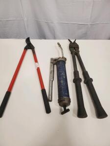 Hand Tools Set: Bolt Cutters, Grease Gun, Lopper - Durable Steel Construction
