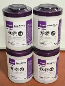 (4) *New* Super Sani-Cloth Germicidal Disposable Wipes