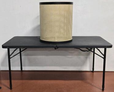 Black Folding Adjustable Table - 48"L x 24"W x 21"H & Metal Decor Trash Can - 18"H x 15&frac12;"&oslash;