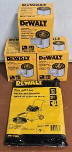 (3) *New* DeWalt Standard Wet/Dry Vac Filters & Dust Filter Bag - 3 Pack