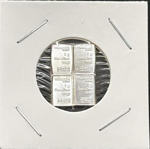 Valcambi Suisse 999.0 Fine Silver Bars, 1g Each, Total 4g