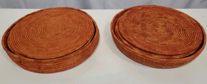(2) 6 Hand Woven Placemats With Basket Holder (Please Read Description)