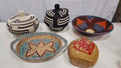 Assorted Haiti Hand Woven Basket and Hand Made Vase