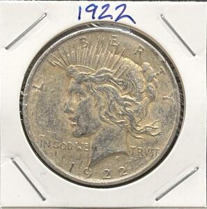1922 Peace Dollar Coin, 90% Silver, US Mint, Philadelphia