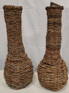 (2) Wicker Baskets Vases 20" Tall Made in Haiti