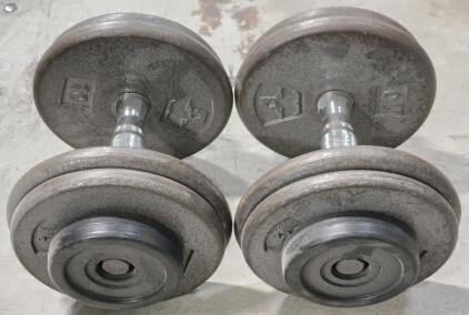 (2) Hampton 35LB Iron Dumbbell Weights