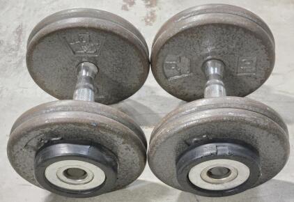 (2) Hampton 40LB Iron Dumbbell Weights