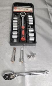 (2) 3/8" Drive Ratchets, (2) Extensions & Assorted Sockets
