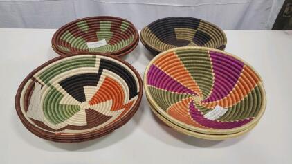 (8) Hand Woven Wall Decor Baskets Made in Haiti