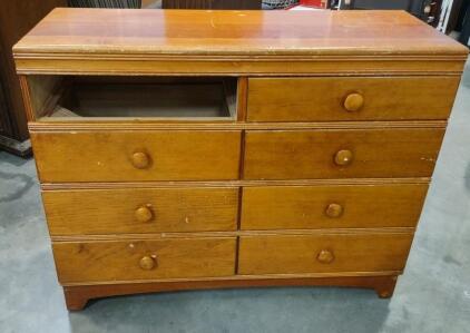 Traditional Wooden Chest of Drawers, 6-Drawer with Knob Handles, Light Brown