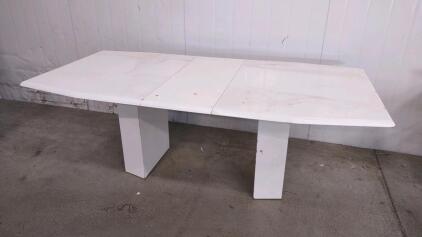 White Extendable Dining Table, Modern Style, Wood with Laminate Finish 68"x42.5"x30" & 4 Chairs