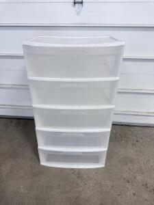 Sterilite Plastic Storage Drawer Unit, 5 Drawers, White/Clear