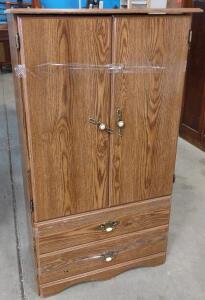 Armoire Wardrobe Cabinet, Wood Veneer, 2 Doors, 3 Shelves, 2 Drawers