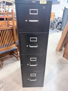 HON 4-Drawer Vertical Filing Cabinet, Black Metal, Locking Mechanism