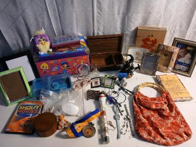 (6) Picture Frames (1) Wooden Jewelry Box & More