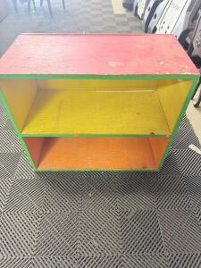 Multicolor Wooden Bookshelf with Open Shelving, 2 Shelves, Approx. 2.5 ft H