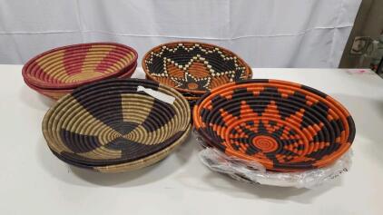 (8) Hand Woven Wall Decor Baskets Made in Haiti