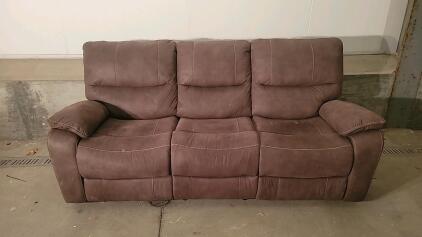Brown 3-Seater Reclining Sofa with Dual Manual Recliners