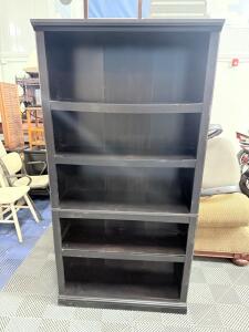 5-Shelf Dark Brown Wooden Bookshelf, 72x30x12 Inches