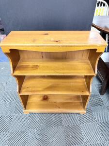 Light Brown Wooden Bookshelf, 3 Shelves, 36" x 30" x 12"