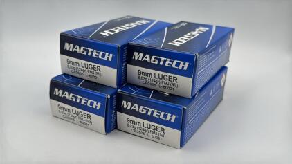 (4) Boxes Of 50 Rounds Of Magtech 9mm Luger Ammunition 124 Grains (gr) Full Metal Jacket (FMJ