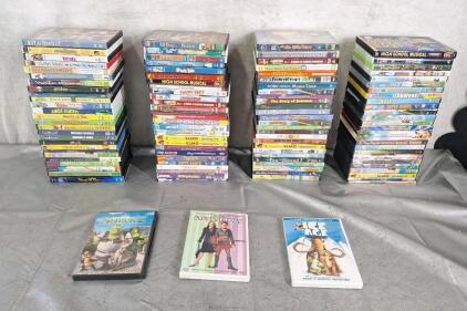 (100+) Assorted Kid's Dvds, Includes Shrek 2, Freaky Friday & Ice Age