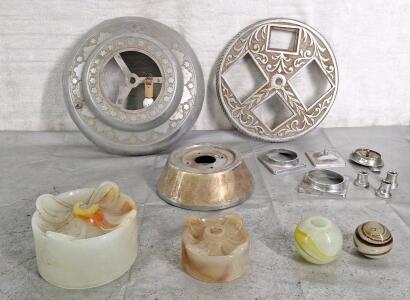 Assorted Glass & Metal Vintage Lamp Parts