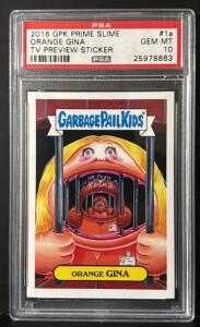 2016 Garbage Pail Kids Orange Gina, GEM MT 10, Prime Slime Preview