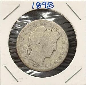 1898 Barber Half Dollar Coin, United States, Silver Composition