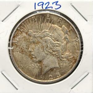 1923 US Peace Dollar, Silver Composition, 90% Silver, 1 Dollar Face Value