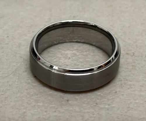 Stainless Steel Plain Band Ring with Black Leather Box Size (11-1/2)
