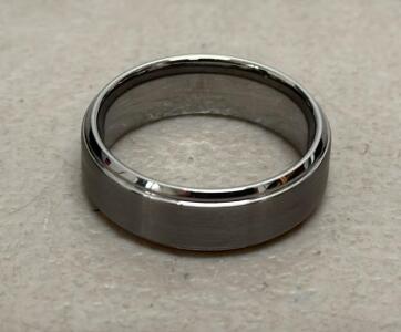 Stainless Steel Plain Band Ring with Black Leather Box Size (11-1/2)
