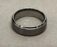 Stainless Steel Plain Band Ring with Black Leather Box Size (11-1/2)