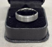 Stainless Steel Plain Band Ring with Black Leather Box Size (11-1/2) - 2