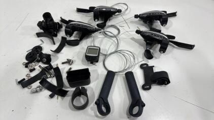 Assortment Of Bicycle Parts Shimmano Shifter 3 Speed , 9Speed W/Brake Levers & More