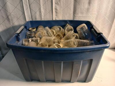 Tote Of Assorted Mason Jars -25"x18"x16"