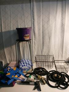 (1) 24" Stool (2) Shrink Hoses (2) Black Wire Baskets & More