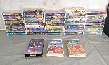 (50) Kid's VHS Movies, Including Fantasia, James & The Giant Peach & The Little Mermaid