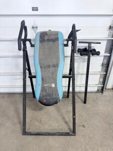 Gym Inversion Table, Foldable, Metal Frame, Blue/Black