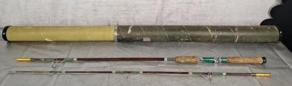 (1) 7-Foot Vintage Cork Handled Fishing Pole W/ Case