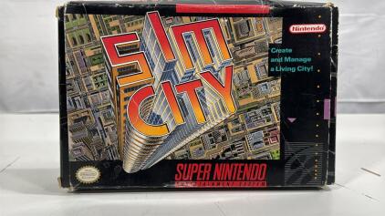 1991 Super Nintendo Entertainment System (SNES) Version Of The Classic City-Building Simulation Game, SimCity. In Original Box