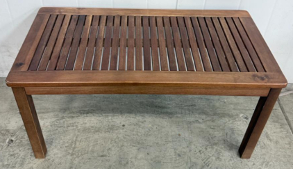 Wooden Table with Slatted Top Design, Brown approximately 39 x 19 x 18 inches (99 x 48 x 46 cm)