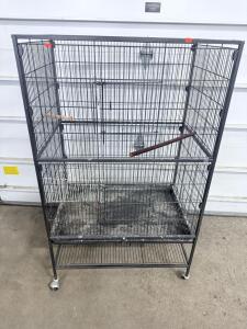 Large Metal Bird Cage with Stand and Wheels, 36x24x60 inches