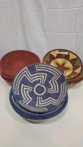 (12) Assorted Woven Wall Hanging Baskets
