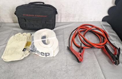 (1) Jeep Brand Tow Rope & (1) Pair Of Jumper Cables