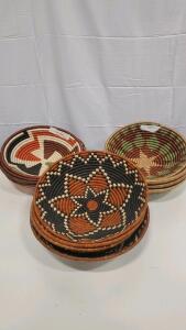 (12) Assorted Woven Wall Hanging Baskets